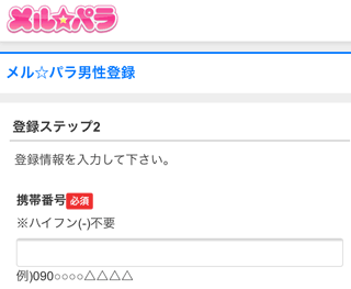 メルパラプロフィール入力画面